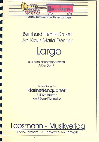 Largo aus dem Quartett A-Dur op.7 fr 4 Klarinetten (BBBBass) Partitur