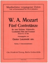 5 Contretnze fr 2 Violinen, Violoncello (Kontraba), Flte, Trommel Partitur und Stimmen