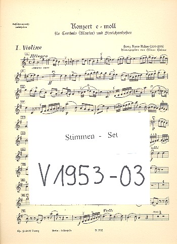 Konzert e-Moll fr Cembalo (Klavier) und Streichorchester Stimmensatz (3-3-2-2-1)