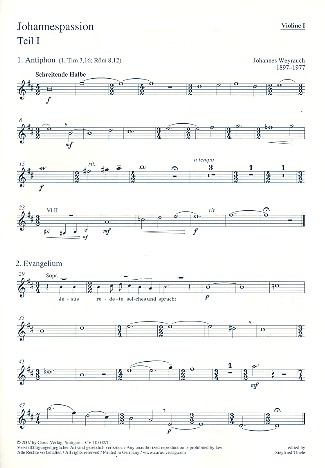 Johannespassion fr gem Chor (SAM), Streicher und Orgel Violine 1