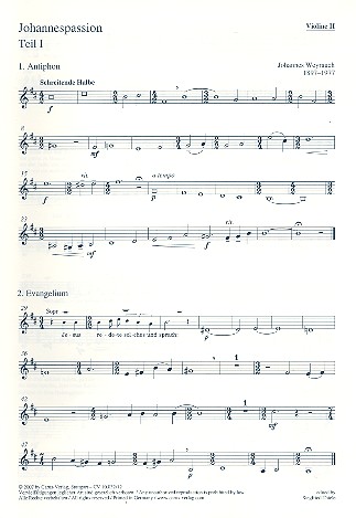 Johannespassion fr gem Chor (SAM), Streicher und Orgel Violine 2