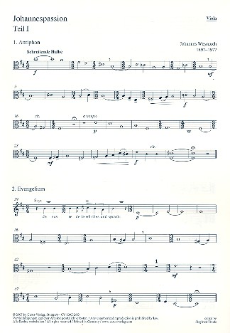 Johannespassion fr gem Chor (SAM), Streicher und Orgel Viola