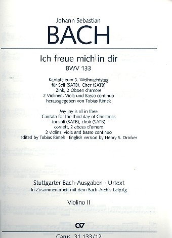 Ich freue mich in dir Kantate Nr.133 BWV133 Violine 2
