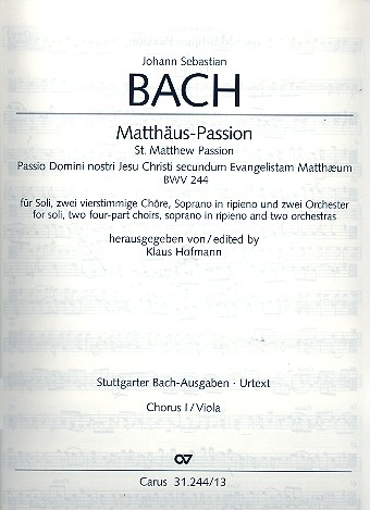 Matthus-Passion BWV244 fr Soli, gem Chor und Orchester Chorus 1 Viola