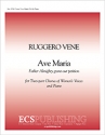 Ruggero Vene, Ave Maria Two-Part Treble Voices [SA] and Piano Stimme