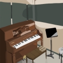 Practice Room Postcard Klavier Format: 105x105mm Postkarte