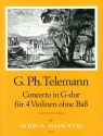 Concerto G-Dur f�r 4 Violinen ohne Bass Partitur und Stimmen