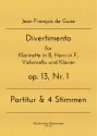 Divertimento op.13 Nr.1 f�r Klarinette in B, Horn in F, Violoncello und Klavier Partitur und Stimmen
