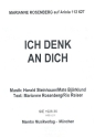 Ich denk an dich: Einzelausgabe Gesang und Klavier