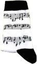 Socken mit schwarzer Notenlinie, Grundfarbe wei�, Noten, Musik-Socken