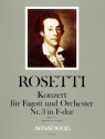 Konzert F-Dur Nr.3 RWV C75 f�r Fagott und Orchester Partitur