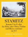 Sonate G-Dur op.14,1 f�r Fl�te (Violine/Oboe), Violine und Bc Partitur und Stimmen