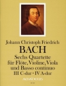 6 Quartette Band 2 f�r Fl�te, Violine, Viola und Bc Partitur und Stimmen