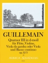 Quartette d-Moll 12,3 f�r Fl�te, Violine, Viola da gamba (Viola) und BC Partitur und Stimmen