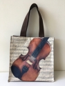 Nylon-Tasche mit Boden Violine 33x33x13 cm (mit Trageschlaufen, Innentasche, Magnetverschluss)