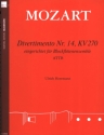 Divertimento Nr.14, KV270 f�r Blockfl�tenensemble (ATTB) Partitur und Stimmen