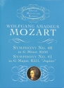 Symphones nos.40 g minor KV550 and no.41 C major KV551 for orchestra,  study score