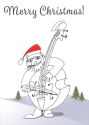 Kontrabassist-Weihnachtspostkarte inkl. Briefumschlag und in Folie eingepackt