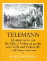 Quartett G-Dur f�r Fl�te, 2 Violen da gamba (Viola,Violoncello) und Bc Partitur (=Klavier) und Stimmen
